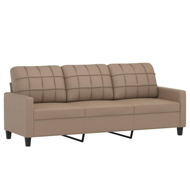 3-delige Loungeset met kussens kunstleer cappuccino