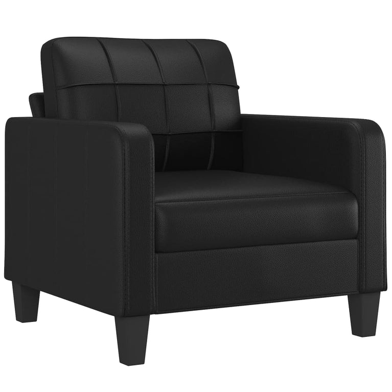 3-delige Loungeset met kussens kunstleer zwart