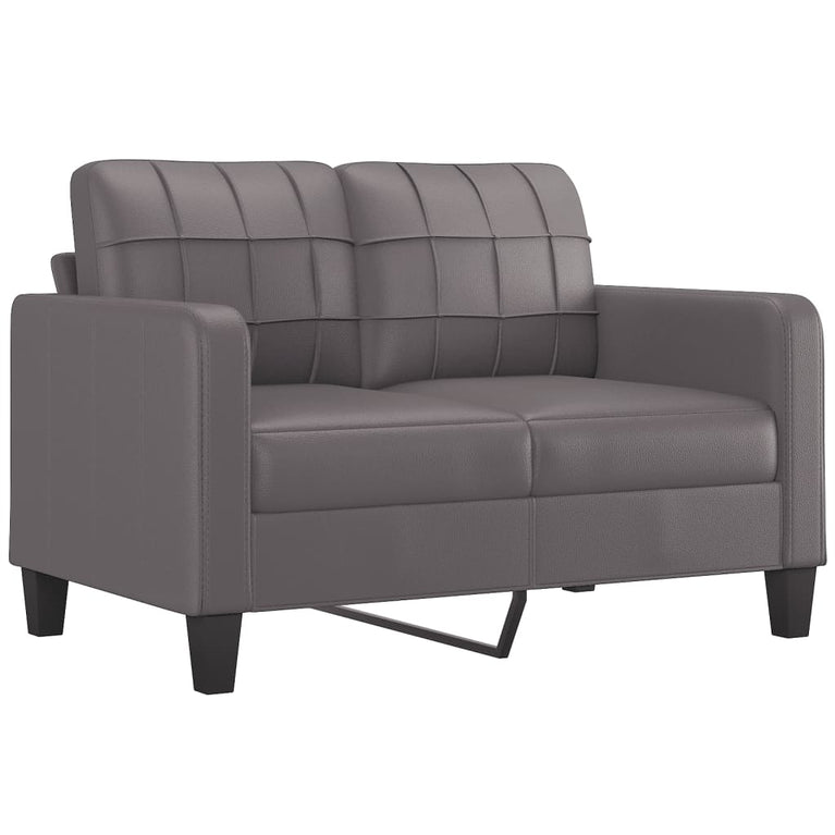 2-delige Loungeset met kussens kunstleer grijs