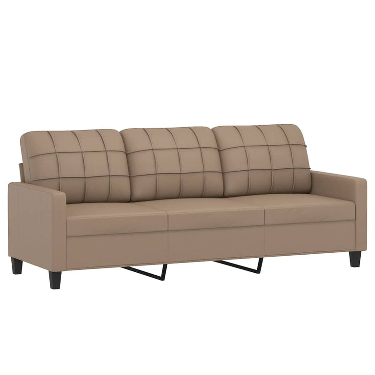 3-delige Loungeset met kussens kunstleer cappuccino