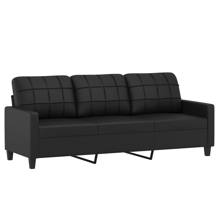 2-delige Loungeset met kussens kunstleer zwart
