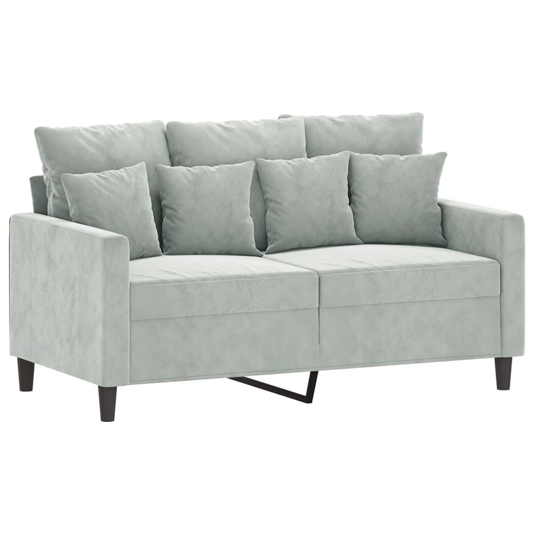 2-delige Loungeset met kussens fluweel lichtgrijs