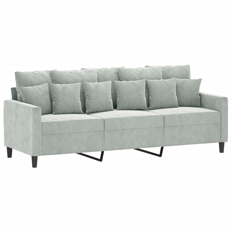 2-delige Loungeset met kussens fluweel lichtgrijs