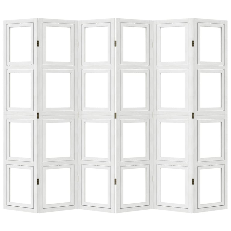 Kamerscherm met 6 panelen massief paulowniahout wit