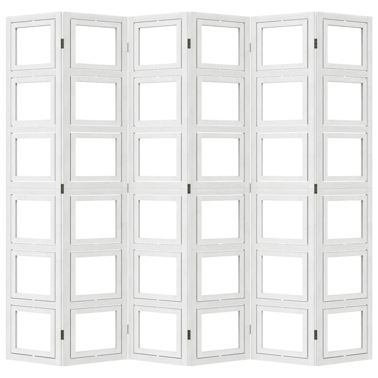 Kamerscherm met 6 panelen massief paulowniahout wit