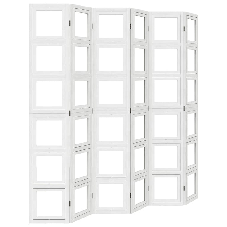 Kamerscherm met 6 panelen massief paulowniahout wit