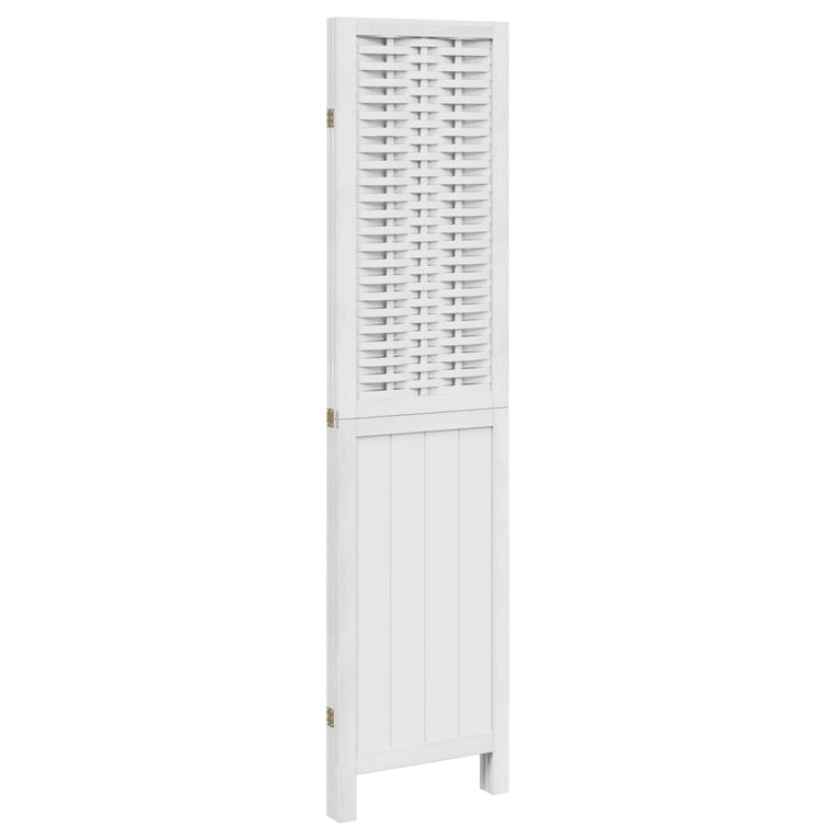 Kamerscherm met 3 panelen massief paulowniahout wit