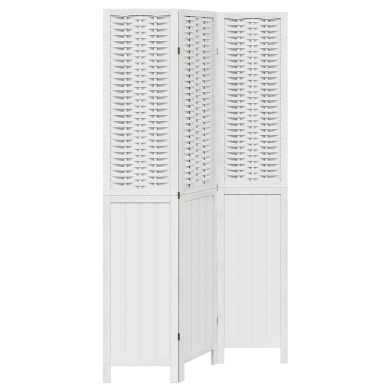 Kamerscherm met 3 panelen massief paulowniahout wit