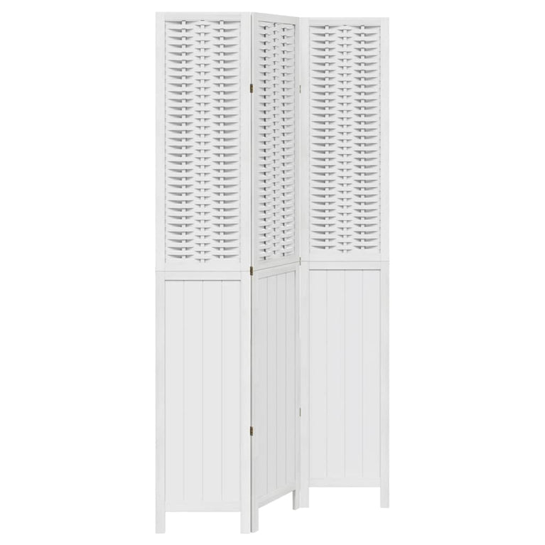 Kamerscherm met 3 panelen massief paulowniahout wit