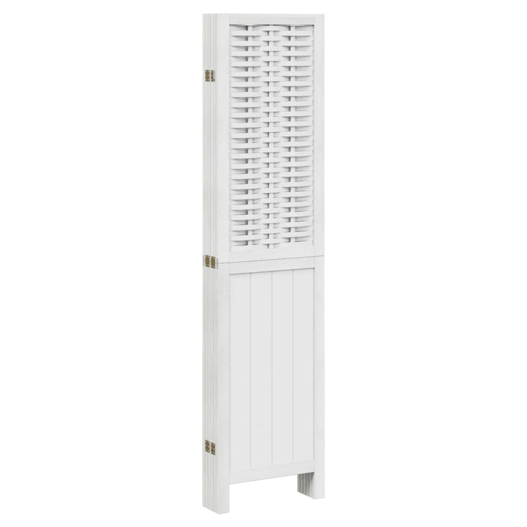 Kamerscherm met 6 panelen massief paulowniahout wit