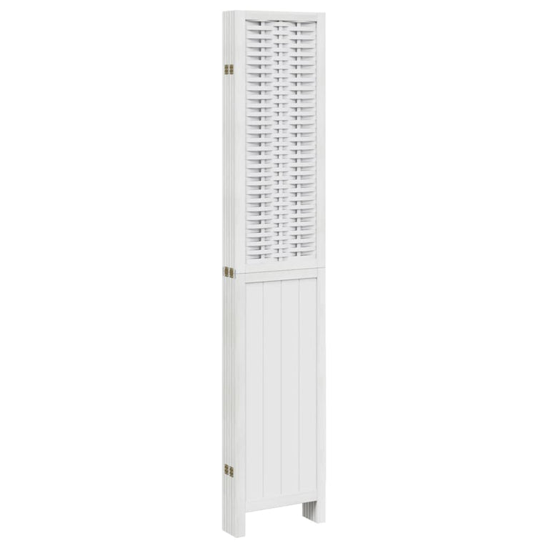 Kamerscherm met 6 panelen massief paulowniahout wit