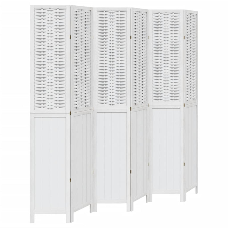 Kamerscherm met 6 panelen massief paulowniahout wit