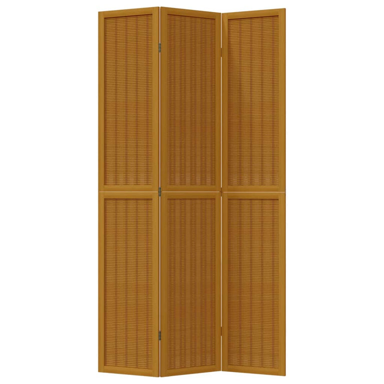 Kamerscherm met 3 panelen massief paulowniahout bruin