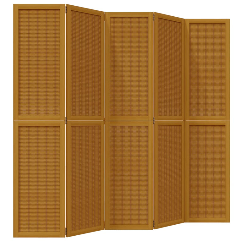 Kamerscherm met 5 panelen massief paulowniahout bruin