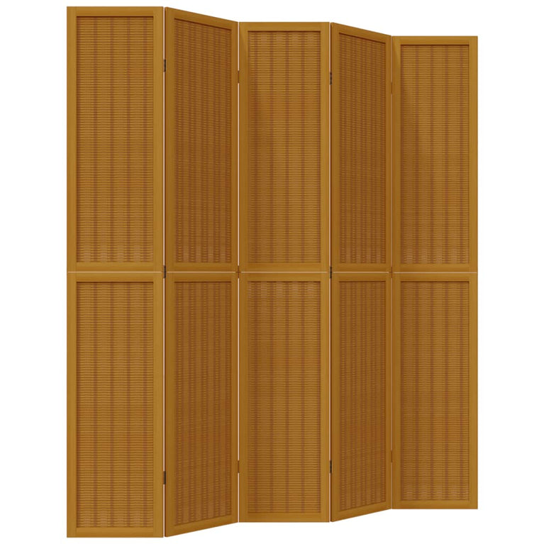 Kamerscherm met 5 panelen massief paulowniahout bruin