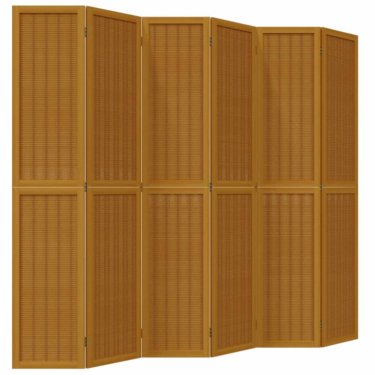 Kamerscherm met 6 panelen massief paulowniahout bruin