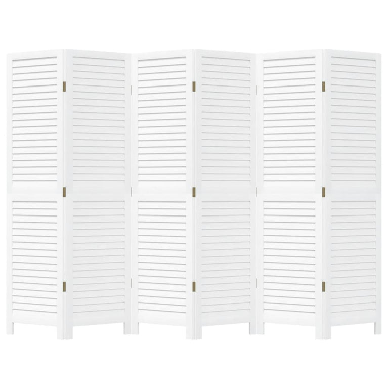 Kamerscherm met 6 panelen massief paulowniahout wit