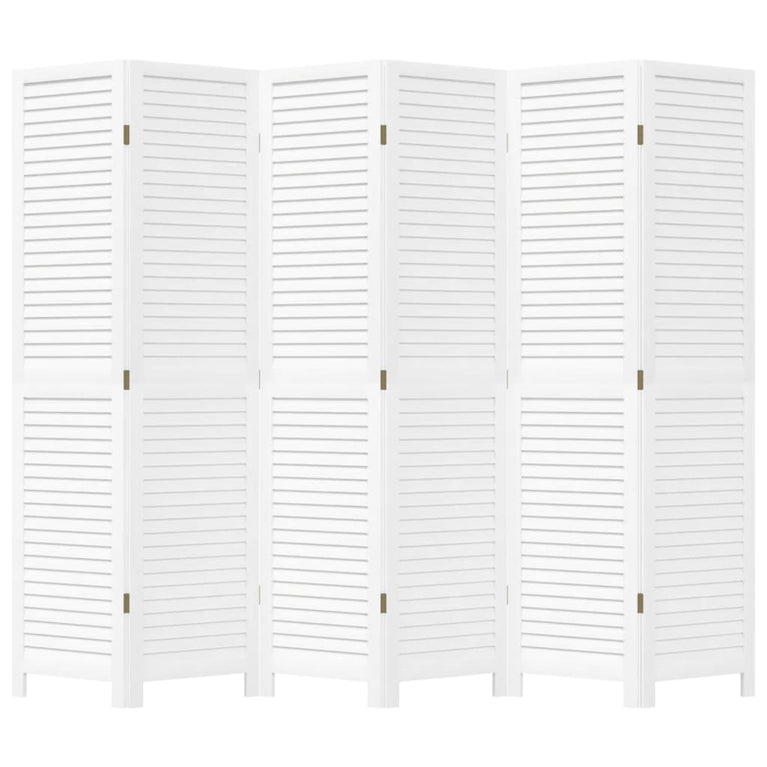 Kamerscherm met 6 panelen massief paulowniahout wit
