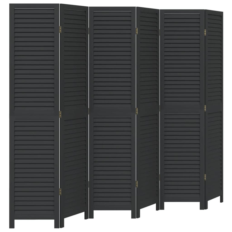 Kamerscherm met 6 panelen massief paulowniahout zwart