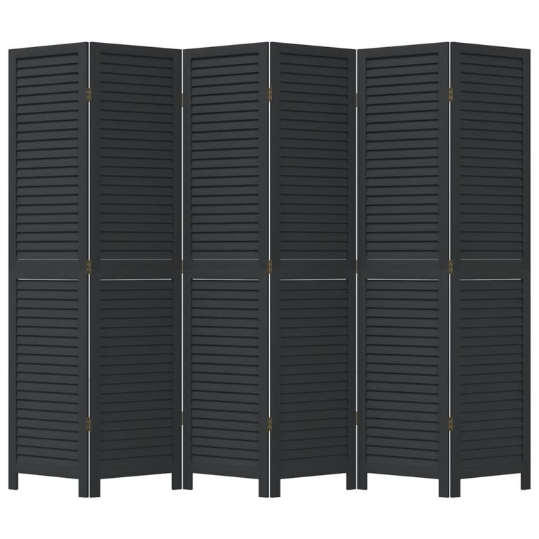 Kamerscherm met 6 panelen massief paulowniahout zwart