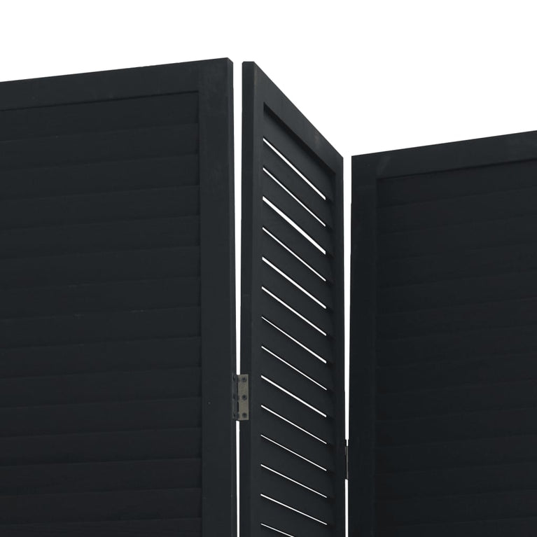 Kamerscherm met 6 panelen massief paulowniahout zwart