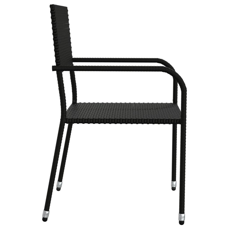 7-delige Tuinset poly rattan en staal zwart