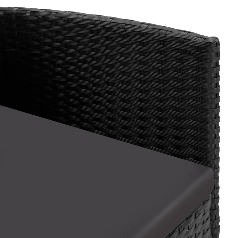 9-delige Tuinset poly rattan en staal zwart