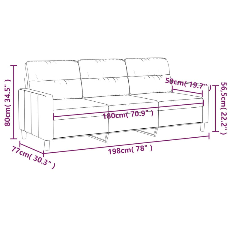 Driezitsbank 180 cm stof bruin
