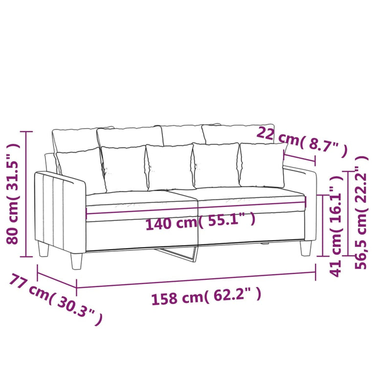 Tweezitsbank 140 cm stof lichtgrijs