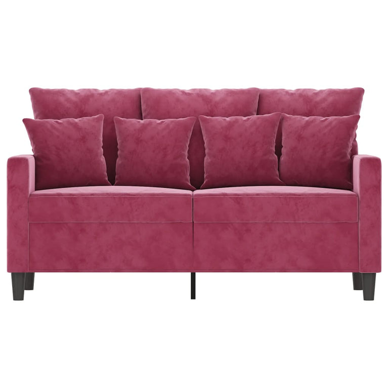 Tweezitsbank 120 cm fluweel wijnrood