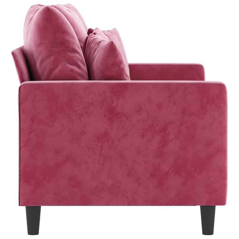 Tweezitsbank 120 cm fluweel wijnrood