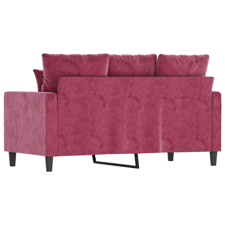 Tweezitsbank 120 cm fluweel wijnrood
