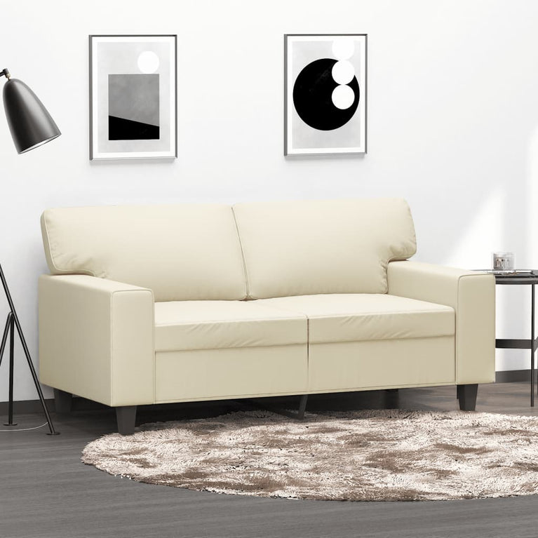 Tweezitsbank 120 cm kunstleer crèmekleurig