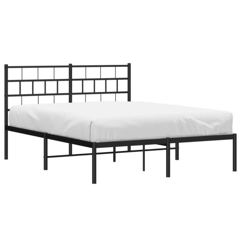 Bedframe met hoofdbord metaal zwart 160x200 cm