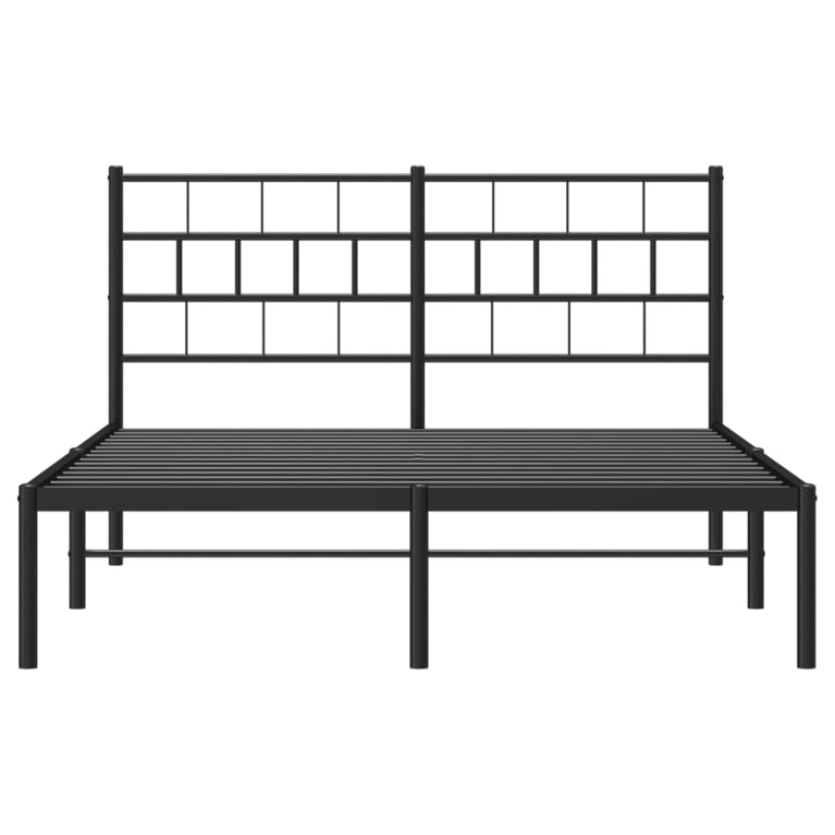 Bedframe met hoofdbord metaal zwart 160x200 cm