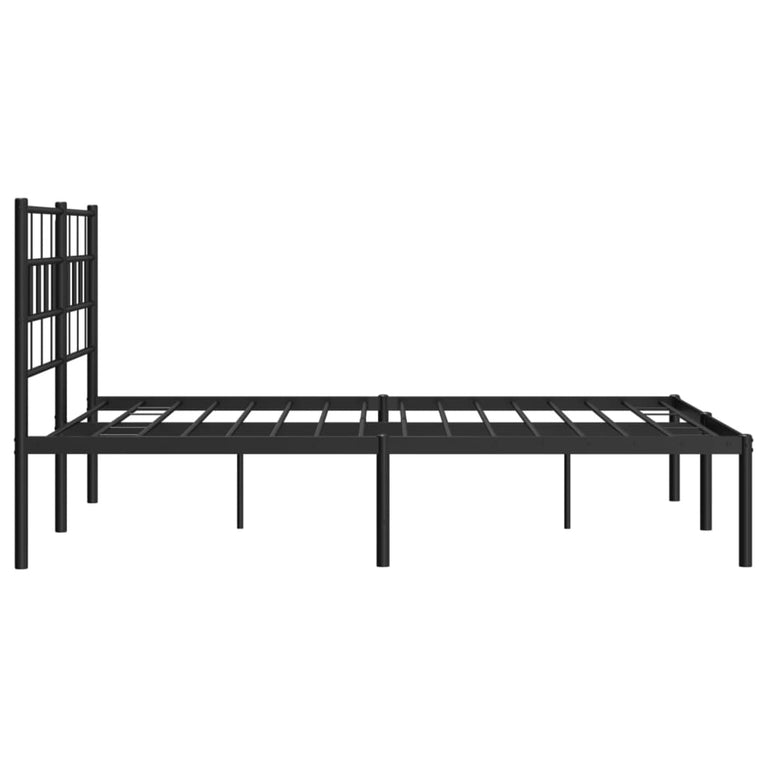 Bedframe met hoofdbord metaal zwart 160x200 cm
