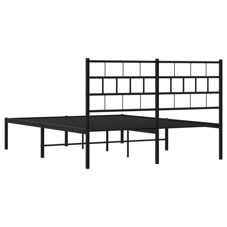 Bedframe met hoofdbord metaal zwart 160x200 cm