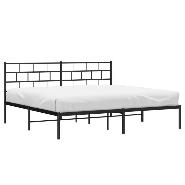 Bedframe met hoofdbord metaal zwart 200x200 cm