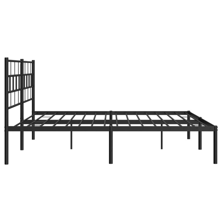 Bedframe met hoofdbord metaal zwart 200x200 cm