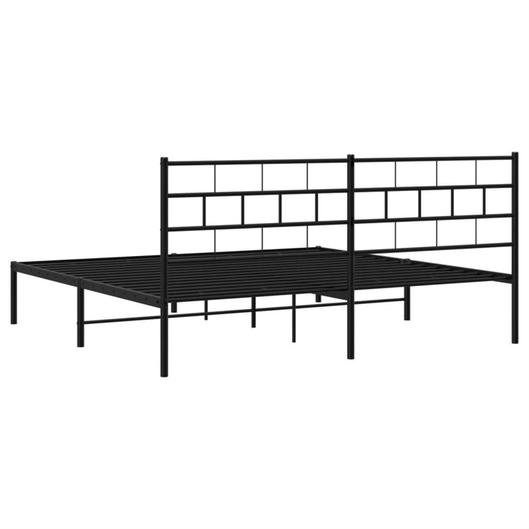 Bedframe met hoofdbord metaal zwart 200x200 cm