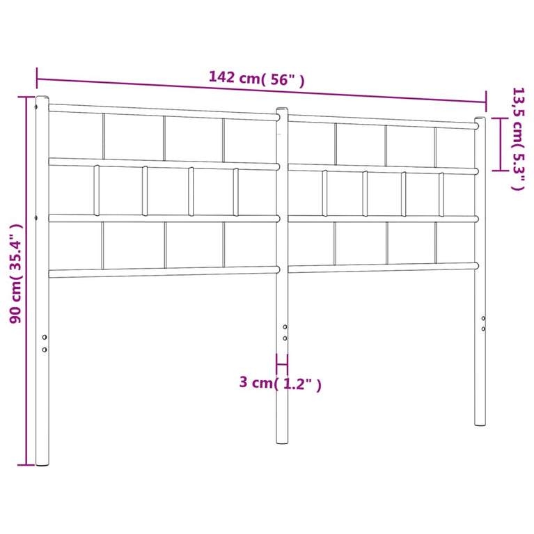 Hoofdbord 135 cm metaal zwart