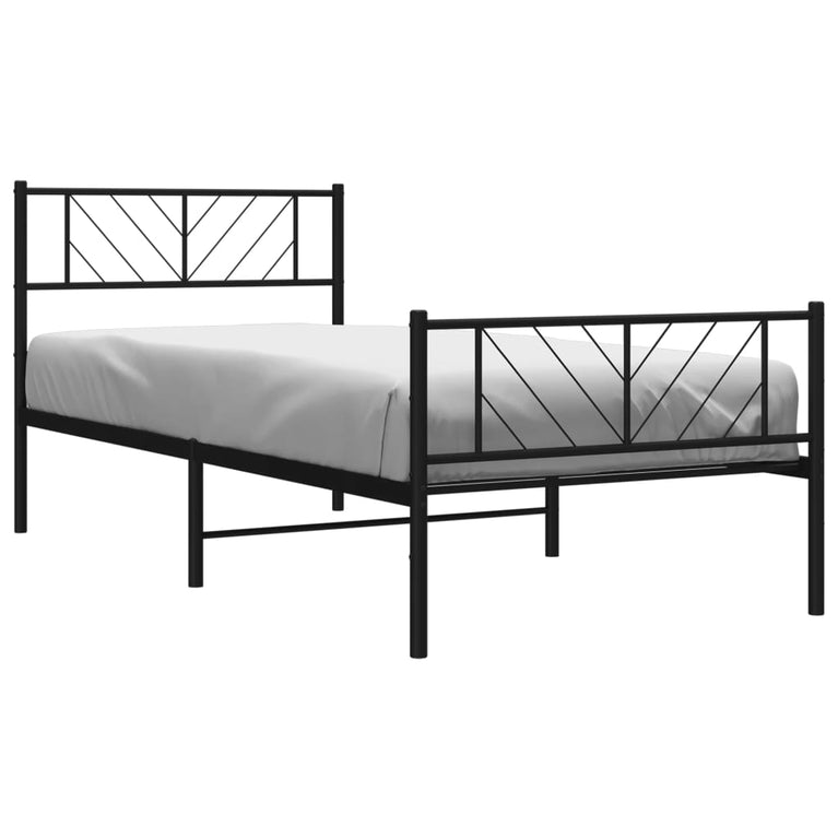 Bedframe met hoofd- en voeteneinde metaal zwart 90x200 cm