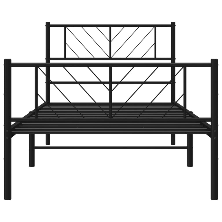 Bedframe met hoofd- en voeteneinde metaal zwart 90x200 cm