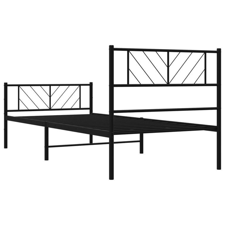 Bedframe met hoofd- en voeteneinde metaal zwart 90x200 cm
