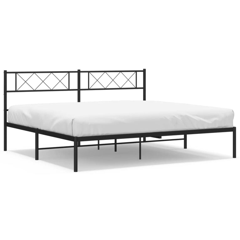 Bedframe met hoofdbord metaal zwart 180x200 cm