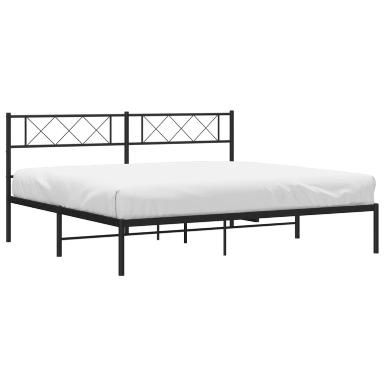 Bedframe met hoofdbord metaal zwart 180x200 cm