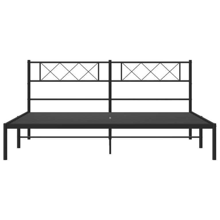 Bedframe met hoofdbord metaal zwart 180x200 cm