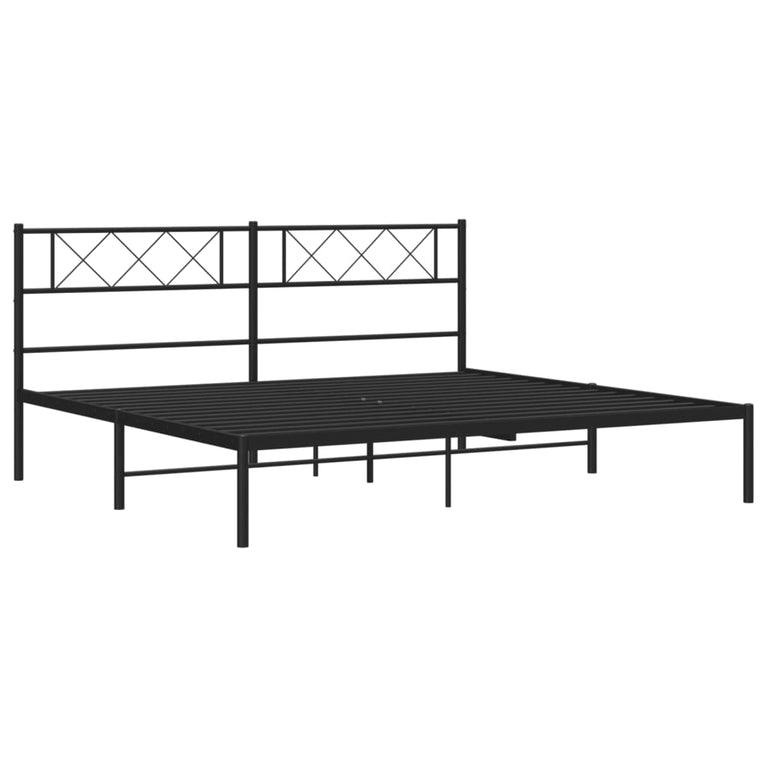 Bedframe met hoofdbord metaal zwart 180x200 cm