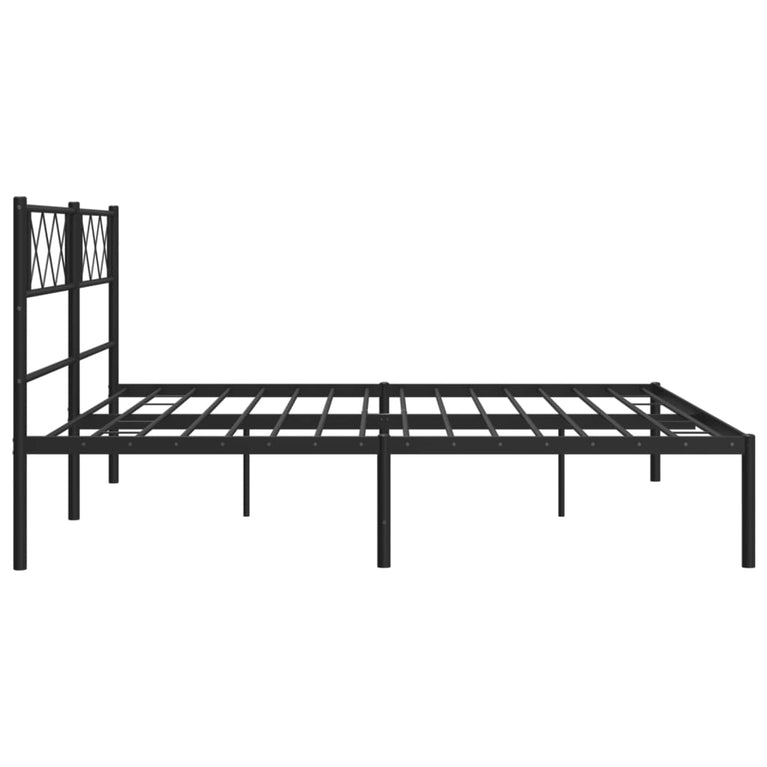 Bedframe met hoofdbord metaal zwart 180x200 cm