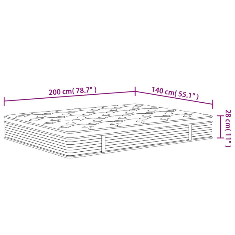 Pocketveringmatras middelhard-plus 140x200 cm